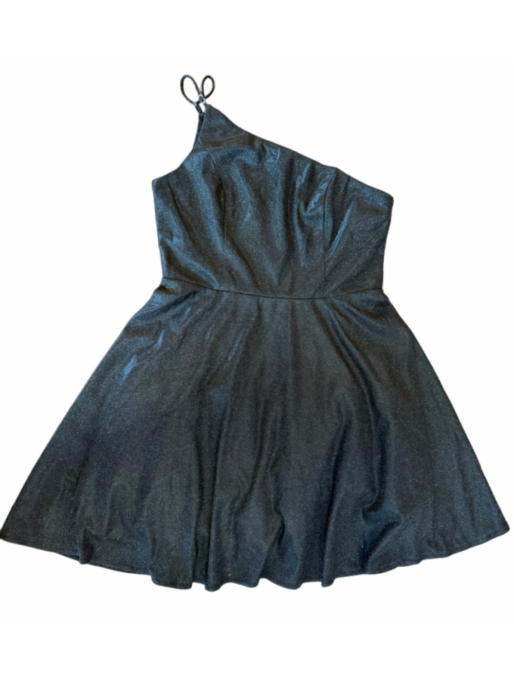 Lulus Black One Shoulder Glitter Skater Formal Dress Size M